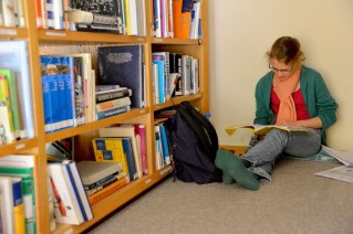 Bild: Eine Schülerin bei der Arbeit in der Schülerbibliothek